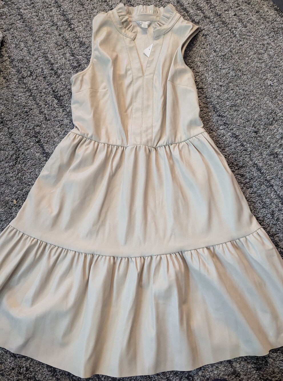 Cato Sleeveless Cream Ruffle-Neck Tiered Dress